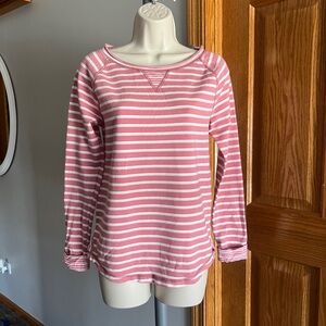 LRL Ralph Lauren Pink Striped Terry Sweatshirt Small
